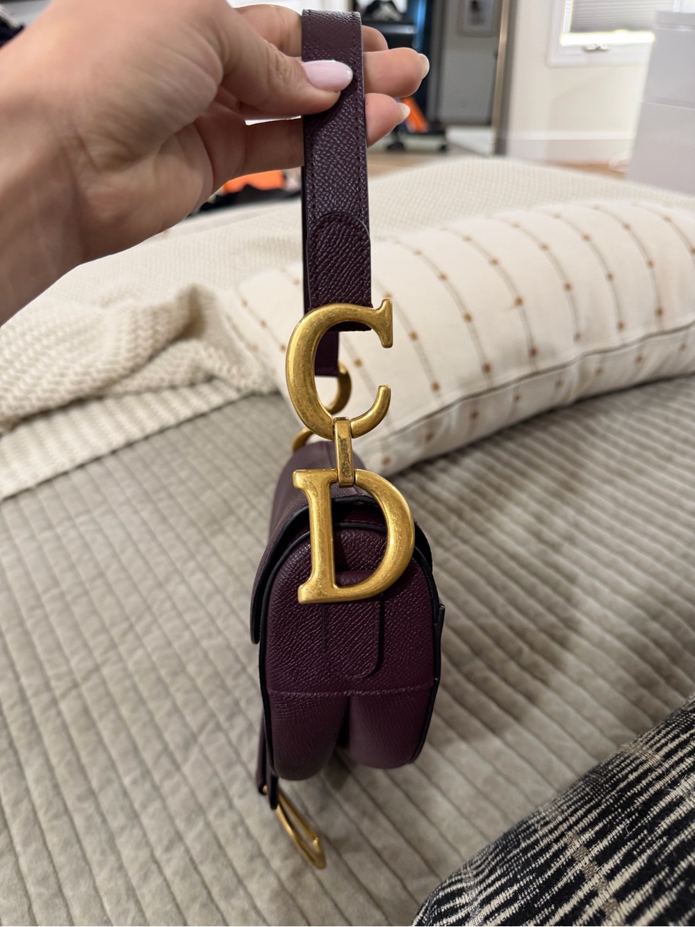 Dior Plum Saddle Crossbody Bag with Gold Hardware - Picture 3 of 8